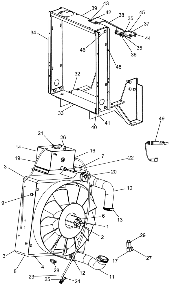 Схема запчастей Case IH P110 - (02-01) - COOLING SYSTEM AND DEAERATION TANK (02) - ENGINE