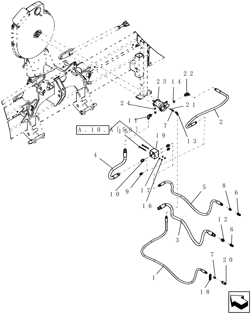 Схема запчастей Case IH 1200 - (A.10.A[18]) - FAN MOTOR HYDRAULICS, MOUNTED STACKER FRAMES, MECHANICAL DRIVE, 8, 12 AND 16 ROW ASN CBJ036115 A - Distribution Systems