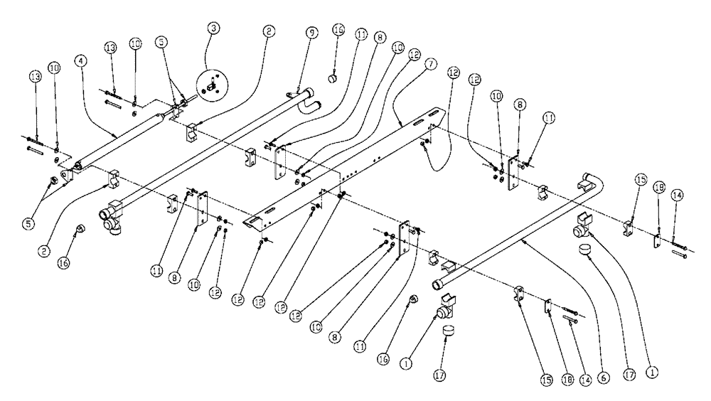 Схема запчастей Case IH 438 - (11-014) - SPRAYBAR GROUP, EXTEND, LH, 60’ Wet Kit