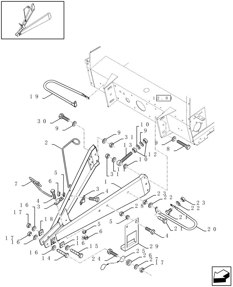 Схема запчастей Case IH RBX341 - (12.01[01]) - DRAWBAR (12) - MAIN FRAME