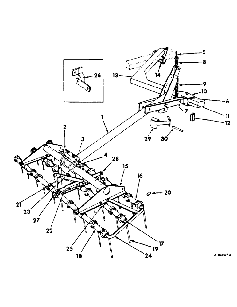 Схема запчастей Case IH 60 - (D-29) - PLOW MULCHER, CENTER BAR AND END GUARD, 1966 TO 1970 