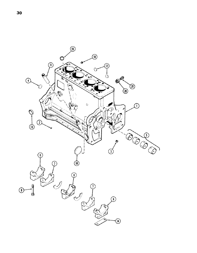 Схема запчастей Case IH 336BD - (030) - CYL. BLOCK, ENG. LESS FUEL DEVICE, 336BD NATURALLY ASPIRATED ENG., USED WITH OUT SPLINED CRANKSHAFT 