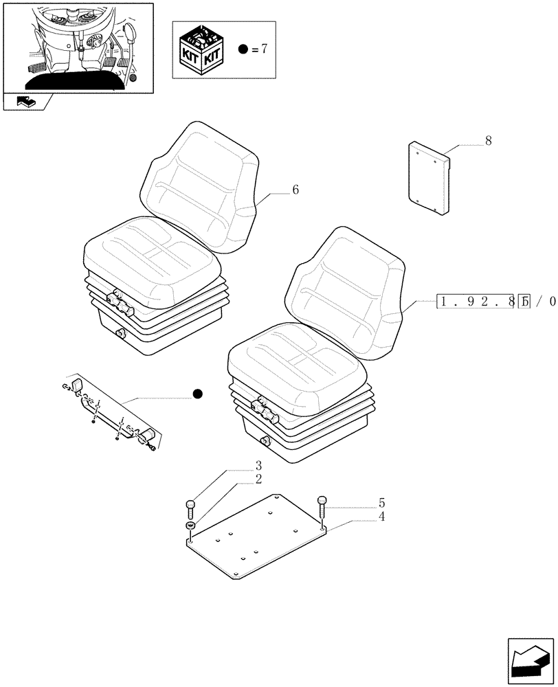 Схема запчастей Case IH FARMALL 85C - (1.92.85/07) - FABRIC SEAT WITH RETRACTABLE BELTS AND SAFETY SWITCH - W/CAB (VAR.330963) (10) - OPERATORS PLATFORM/CAB