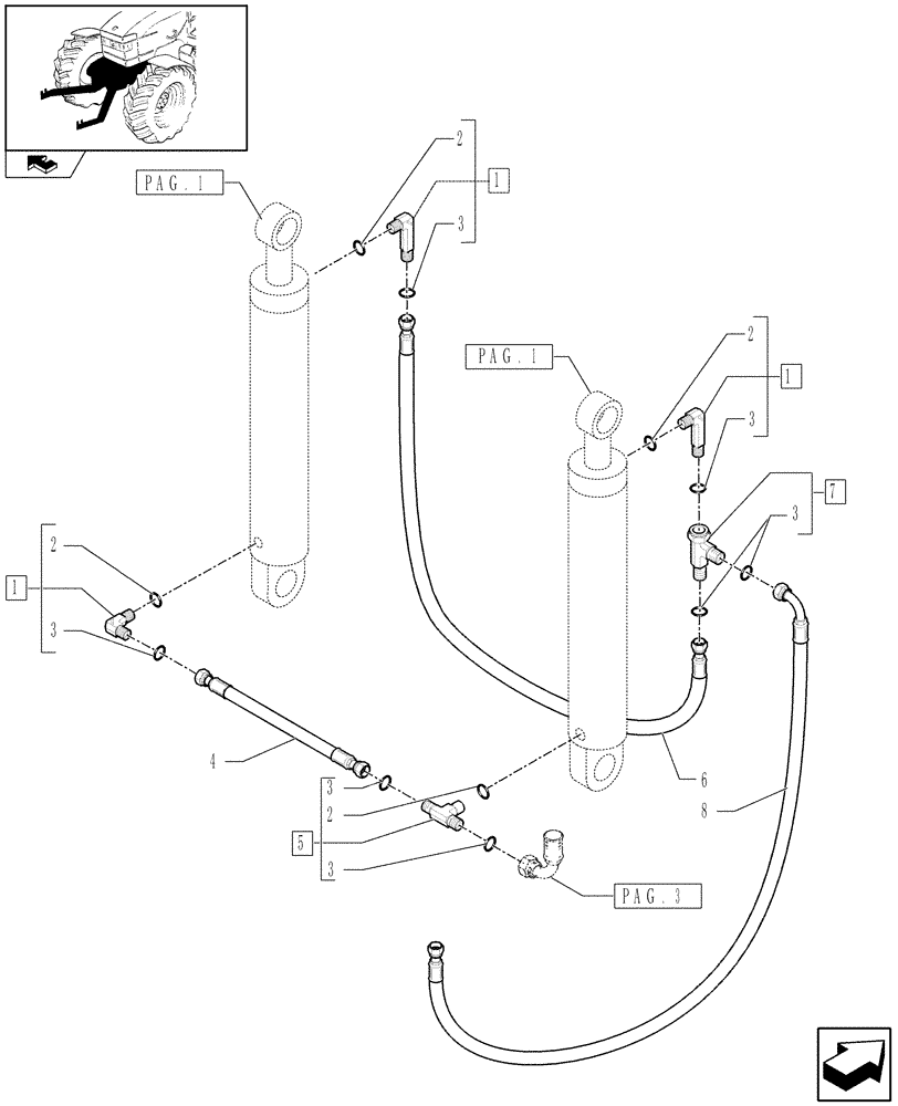 Схема запчастей Case IH PUMA 115 - (1.81.9/03[04]) - INTEGRATED FRONT HPL - PIPES - C6519 (VAR.330831-331831-332831-333831-330847-331847-332847-333847-334847-335847) (07) - HYDRAULIC SYSTEM