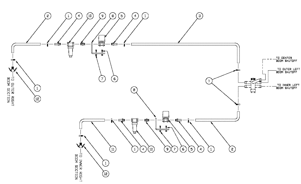 Схема запчастей Case IH SPX2130 - (09-002) - 60, 5 BOOM SHUT OFF , LH RAVEN / MID- TECH Liquid Plumbing