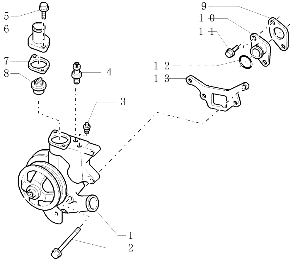 Схема запчастей Case IH WDX1101 - (099) - ENGINE, WATER PUMP MOUNTING (10) - ENGINE