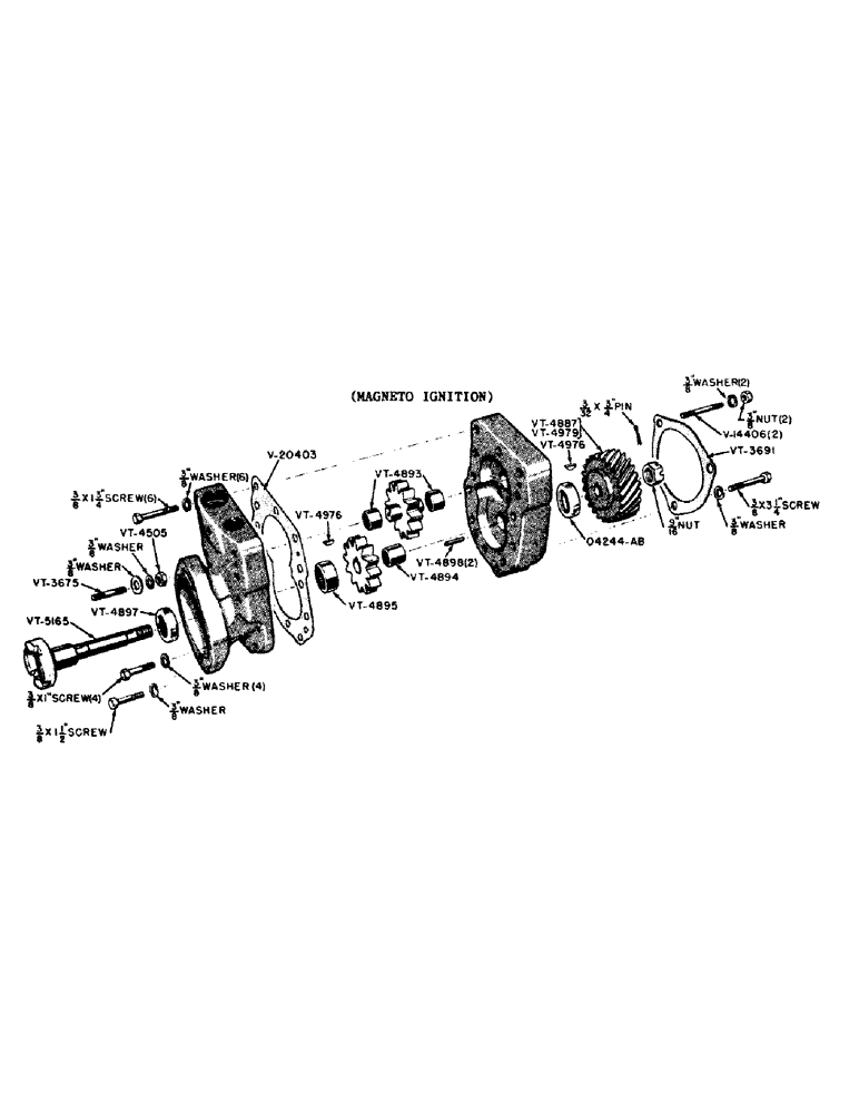 Схема запчастей Case IH VA-SERIES - (127) - VTA2973 HYDRAULIC PUMP, MAGNETO IGNITION (08) - HYDRAULICS