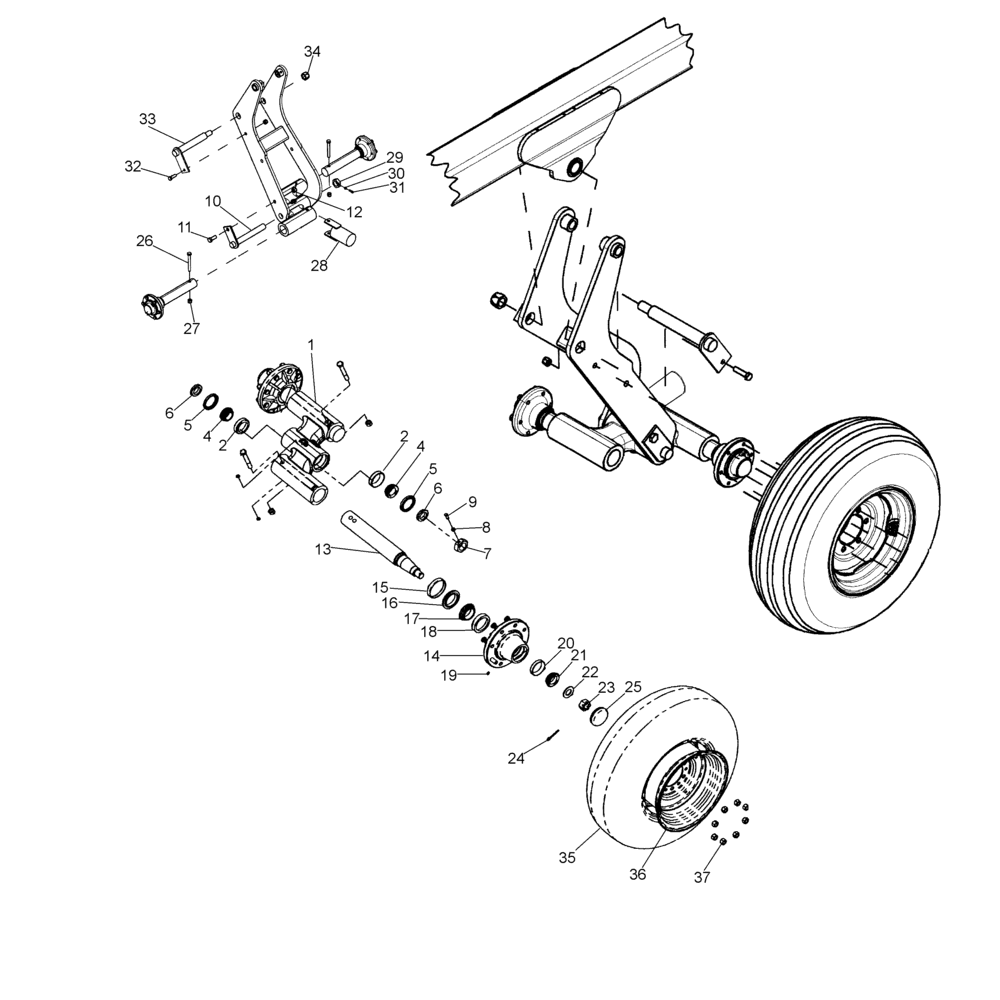 Схема запчастей Case IH 370 TRUE-TANDEM - (44.100.03) - OUTER WING WHEELS (44) - WHEELS