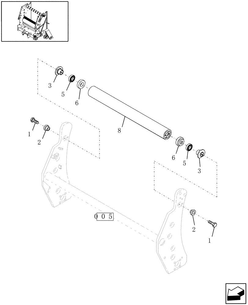 Схема запчастей Case IH RBX461 - (014) - SLEDGE FOLLOWER ROLLER (62) - PRESSING - BALE FORMATION