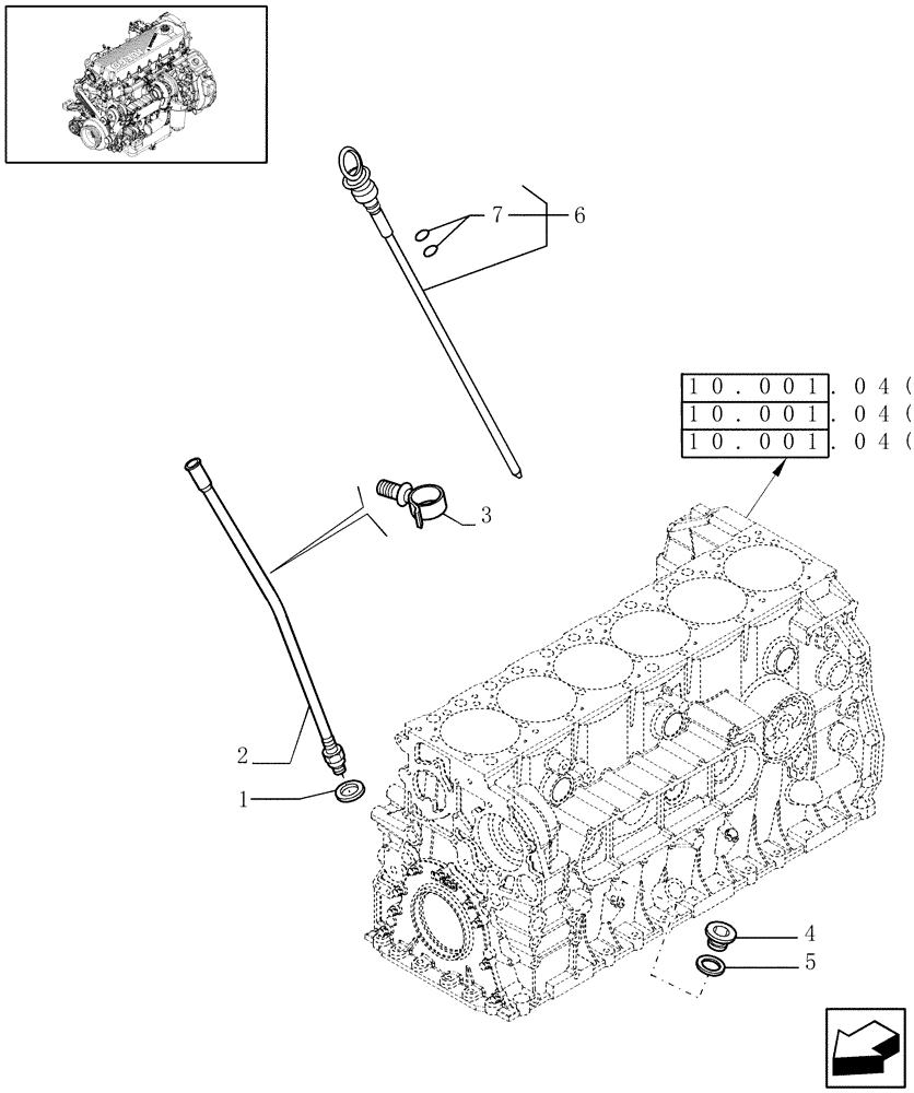 Схема запчастей Case IH 8010 - (10.103.10[01]) - OIL LEVEL CHECK - 7010 (10) - ENGINE