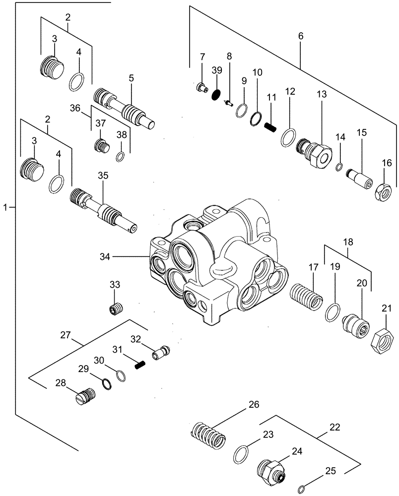 Схема запчастей Case IH MX245 - (08-18) - PRIORITY AND REGULATOR VALVE ASSEMBLY - MX215, MX245, MX275, MX305, MAGNUM 215, 245, 275 AND 305 (08) - HYDRAULICS