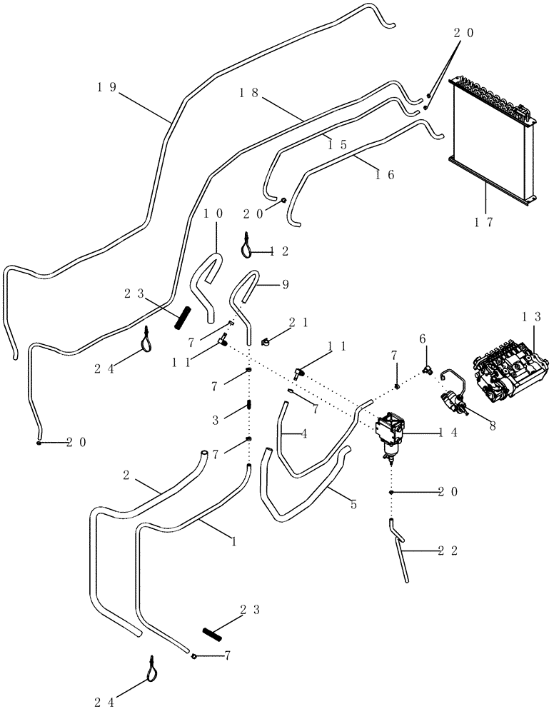 Схема запчастей Case IH MX210 - (03-22) - FUEL LINES WITH SEPARATOR FILTER, MX210 AND MX230 (03) - FUEL SYSTEM