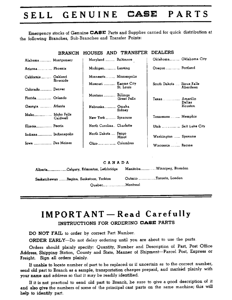 Схема запчастей Case IH D-SERIES - (002) - SELL GENUINE CASE PARTS (00) - PICTORIAL INDEX