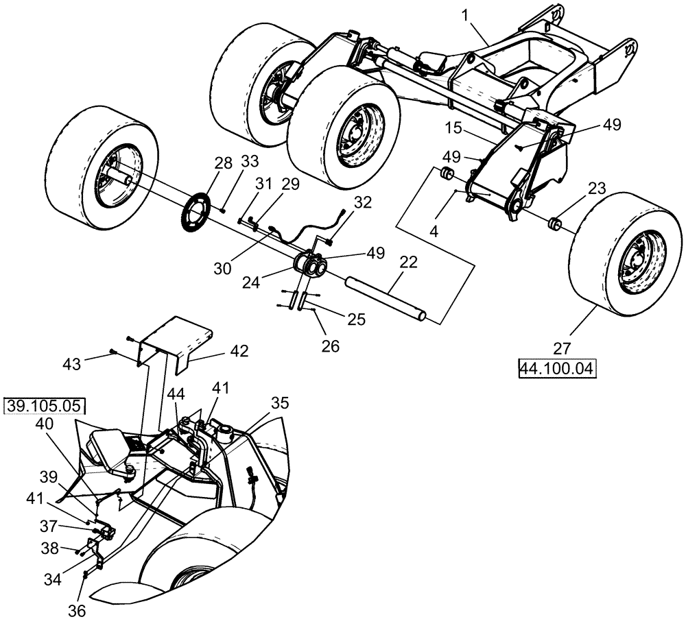 Схема запчастей Case IH 1260 - (41.200.04[01]) - STEERING - AXLE FRAME, CARRIER 20" (41) - STEERING