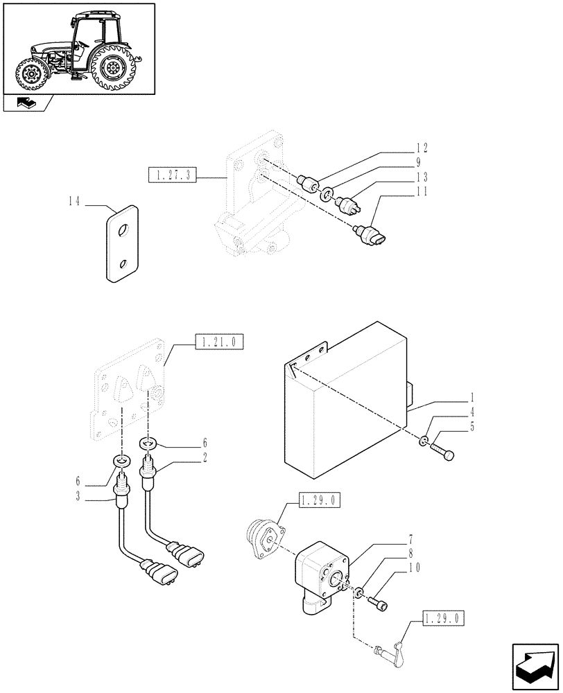 Схема запчастей Case IH FARMALL 65C - (1.75.0/01) - 16X16 AND 32X16 HYDRAULIC TRANSMISSION - ELECTRONIC CONTROL UNIT (VAR.330275-330278) (06) - ELECTRICAL SYSTEMS