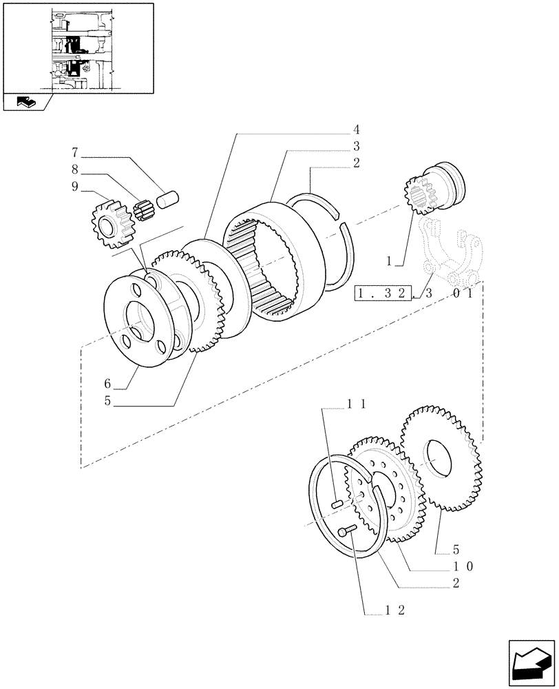 Схема запчастей Case IH PUMA 210 - (1.32.3[02]) - (VAR.146) SUPP. GEAR REDUCTION UNIT - GEARS (03) - TRANSMISSION