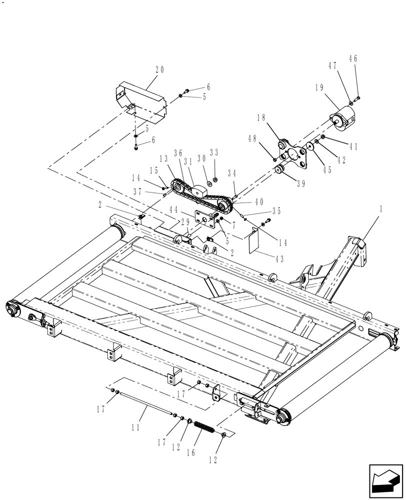 Схема запчастей Case IH 717130026 - (003) - TENSIONER AND DRIVE 