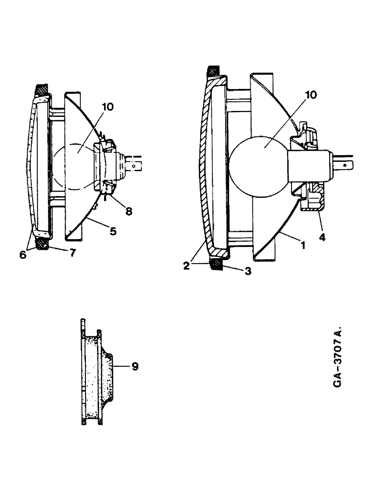 Схема запчастей Case IH 644 - (2D07) - HEAD LIGHT (06) - ELECTRICAL