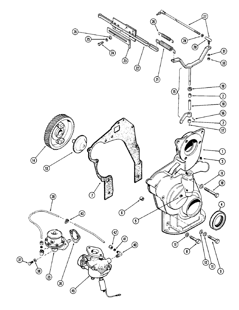 Схема запчастей Case IH 1255 - (044) - GOVERNOR AND TIMING GEAR COVER, 188 SPARK IGNITION ENGINE (10) - ENGINE