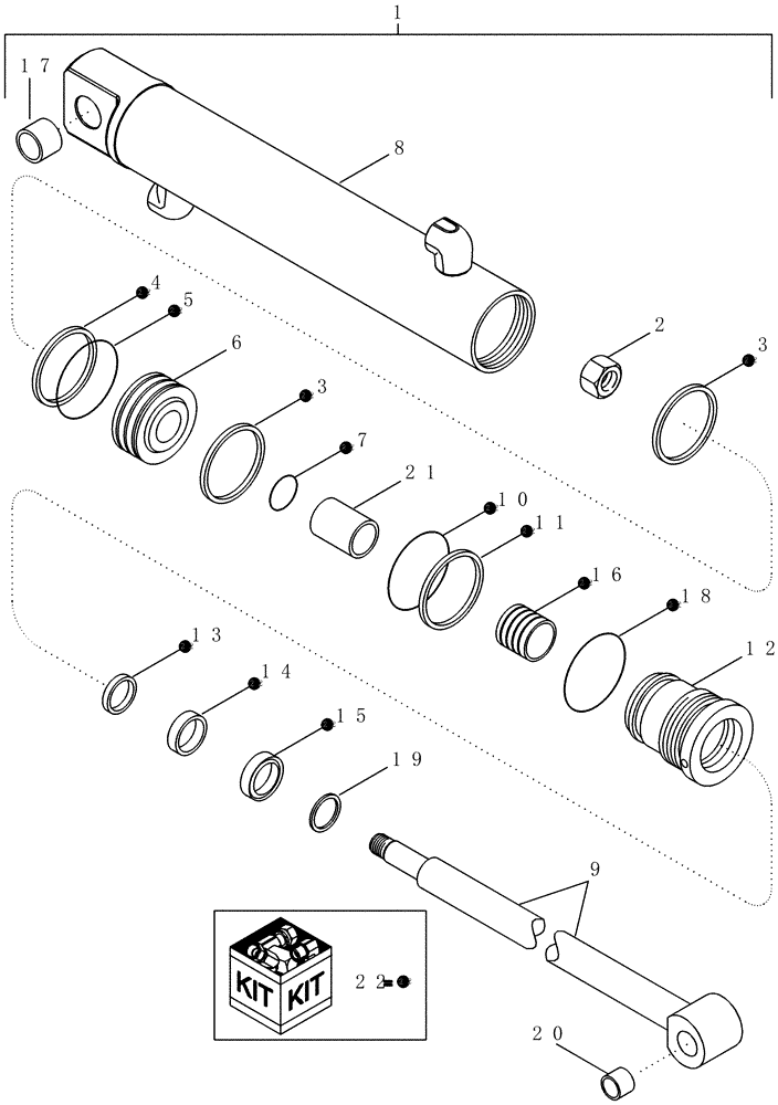 Схема запчастей Case IH LX172 - (08-14) - CYLINDER ASSEMBLY - LIFT - WITH MECHANICAL SELF-LEVEL - 87409547 (08) - HYDRAULICS