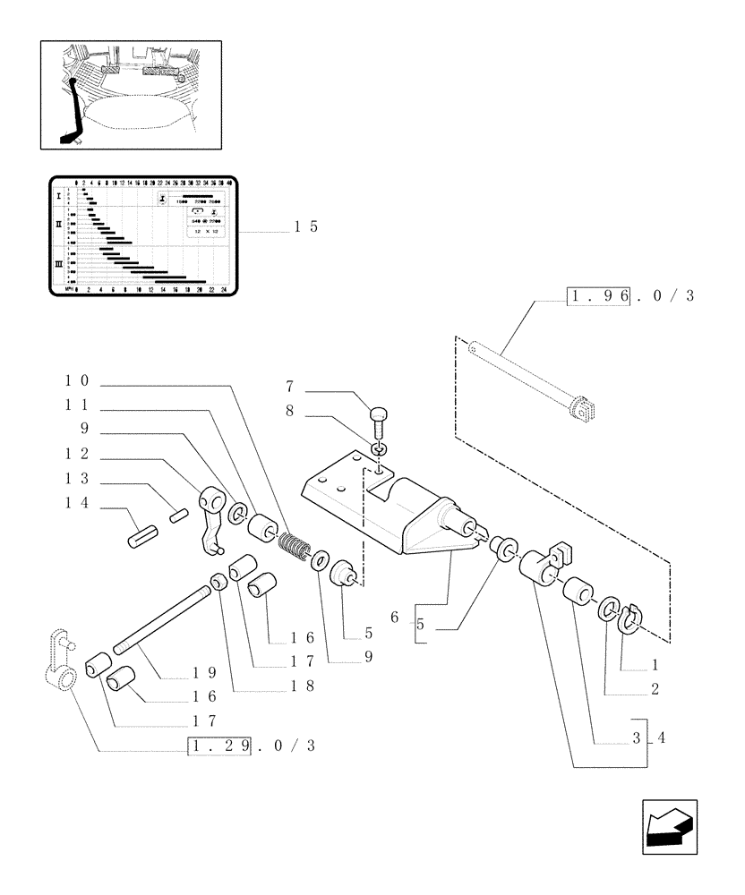 Схема запчастей Case IH JX90U - (1.34.2/03) - (VAR.271-272-274-276-296) (HI-LO) AND SYNCHRON. REVERSING GEAR - 30-40 KM/H - CROSS-PIECE AND PARTS (04) - FRONT AXLE & STEERING