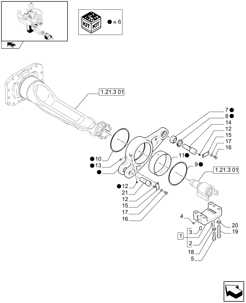 Схема запчастей Case IH PUMA 225 - (1.21.3[02]) - (VAR.212-463) FRONT AXLE WITH ACTIVE SUSPENSIONS - SUPPORT (03) - TRANSMISSION