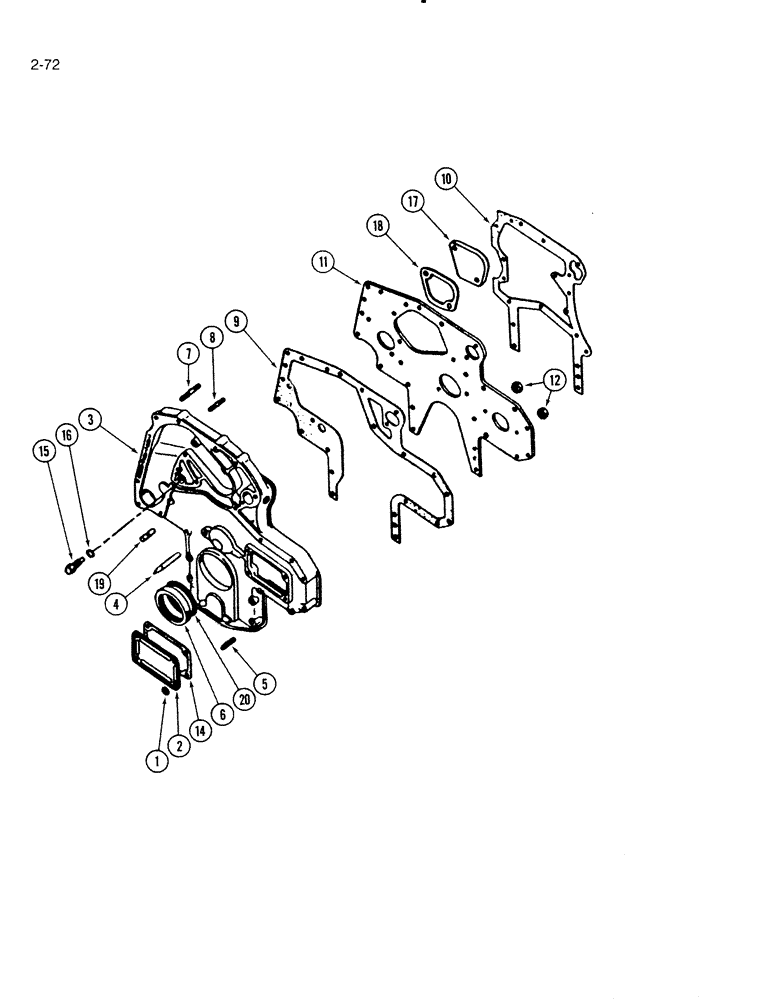 Схема запчастей Case IH 4000 - (2-72) - FRONT GEAR COVER, D-239 DIESEL ENGINE (02) - ENGINE