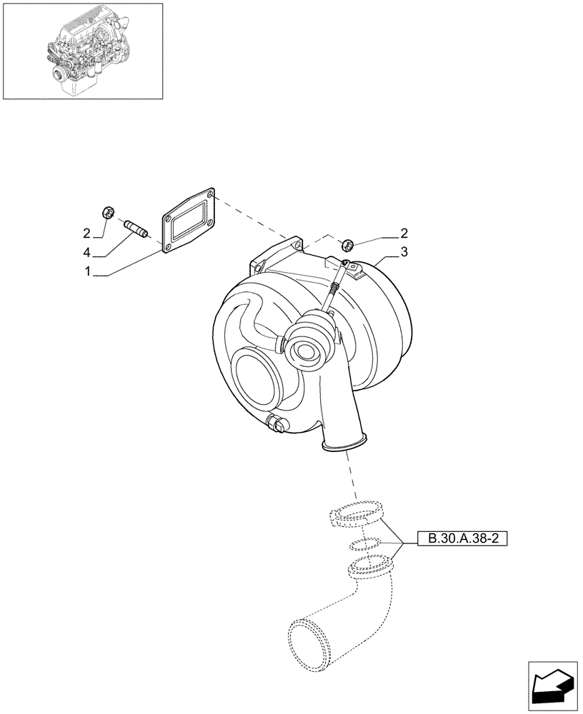 Схема запчастей Case IH AFX8010 - (B.30.A.31[1]) - TURBOCHARGER B - Power Production