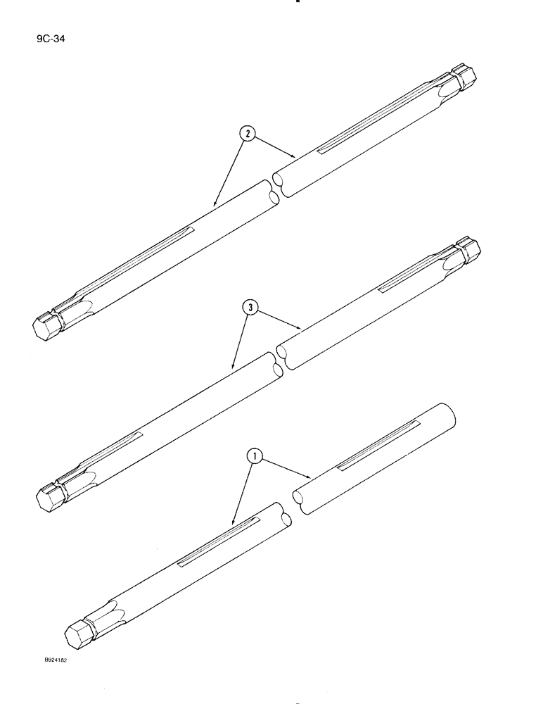 Схема запчастей Case IH 1020 - (9C-34) - FEEDER JACKSHAFT, 1420, 1440, 1460 AND 1480 COMBINE (58) - ATTACHMENTS/HEADERS