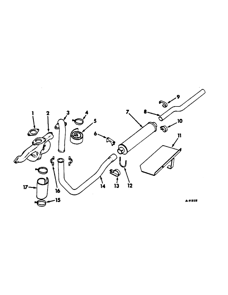 Схема запчастей Case IH C-135 - (C-38) - EXHAUST SYSTEM, T-4 TRACTORS W/UNDERSLUNG MUFFLER 