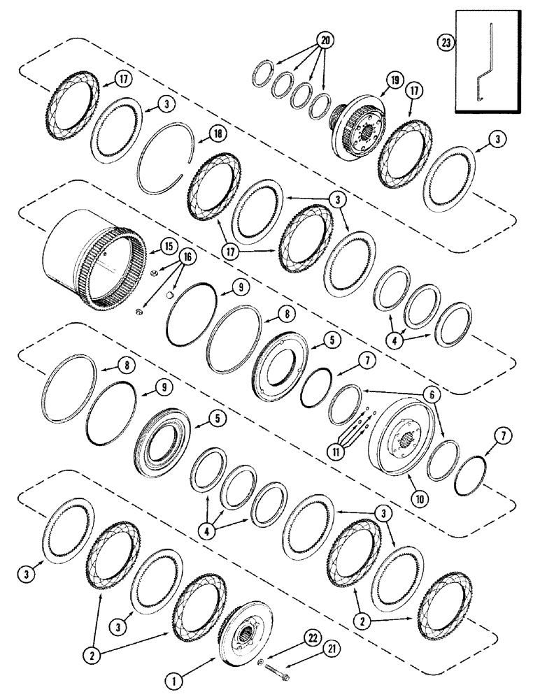 Схема запчастей Case IH 2394 - (6-044) - TRANSMISSION, (C2) AND (C3) CLUTCHES (06) - POWER TRAIN