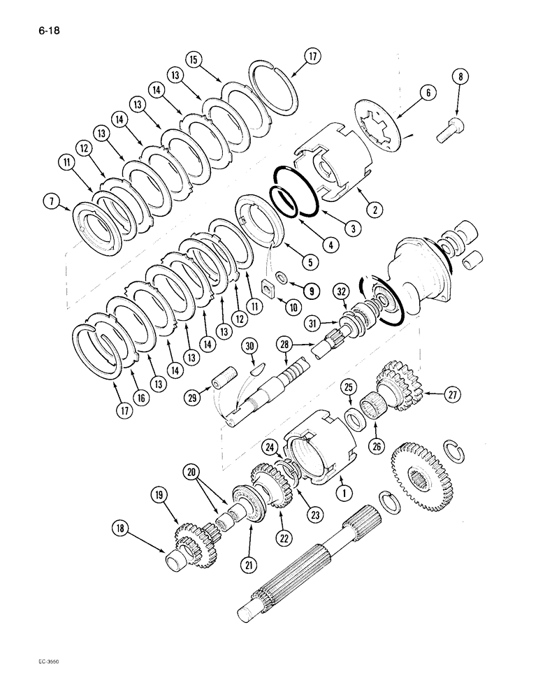 Схема запчастей Case IH 895 - (6-018) - SPEED TRANSMISSION, TWO SPEED POWER SHIFT ATTACHMENT (06) - POWER TRAIN