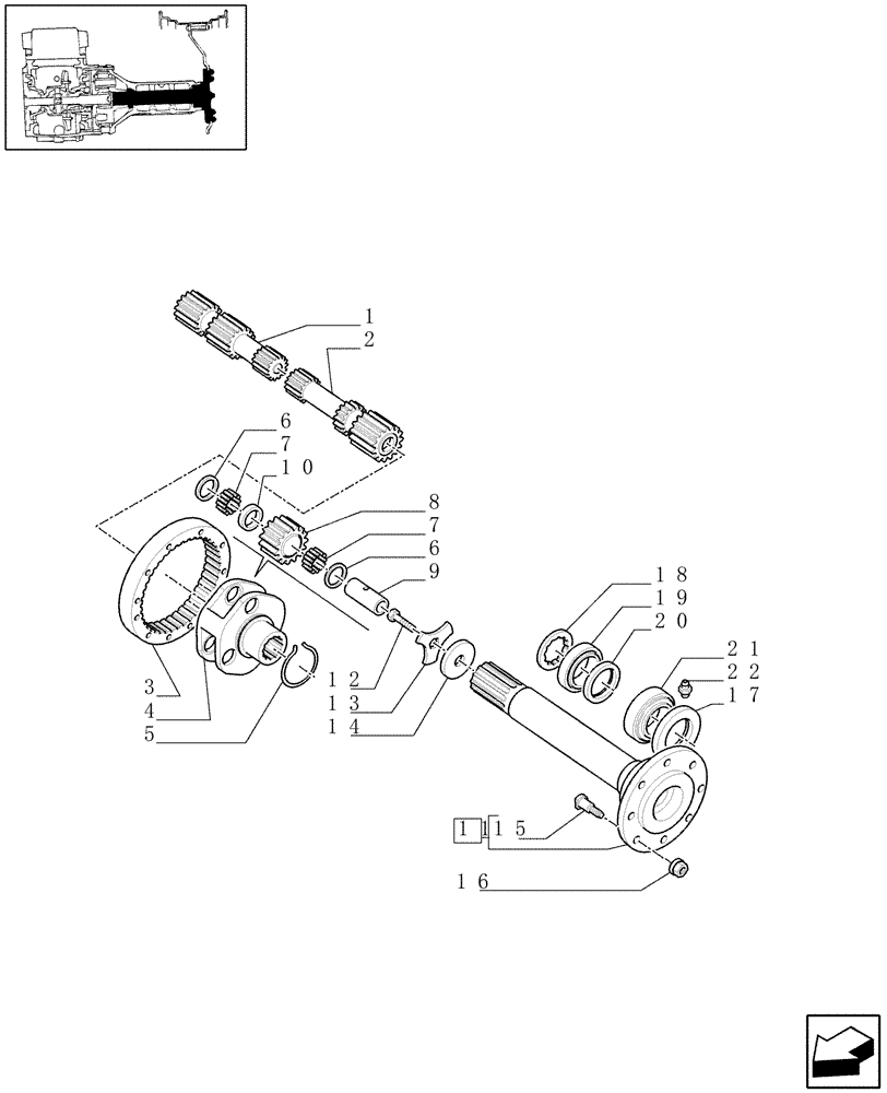 Схема запчастей Case IH MXM155 - (1.48.1[02]) - FINAL DRIVE, GEARS AND SHAFTS (05) - REAR AXLE