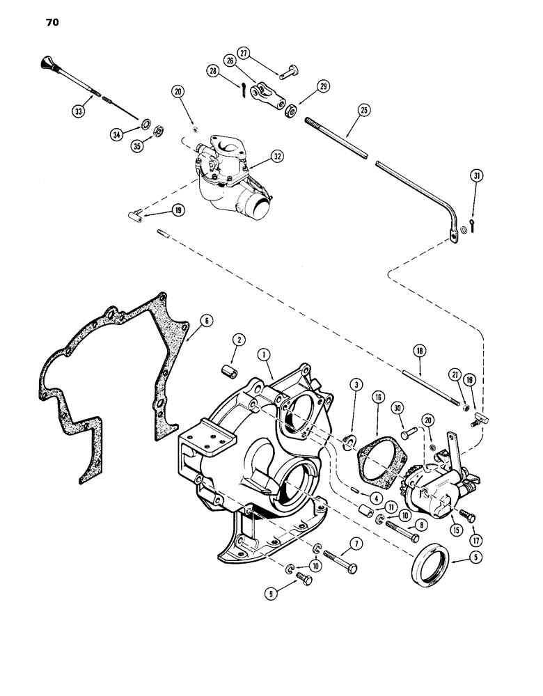 Схема запчастей Case IH 870 - (070) - TIMING GEAR COVER AND GOVERNOR LINKAGE, (301B) SPARK IGNITION ENGINE (03) - FUEL SYSTEM