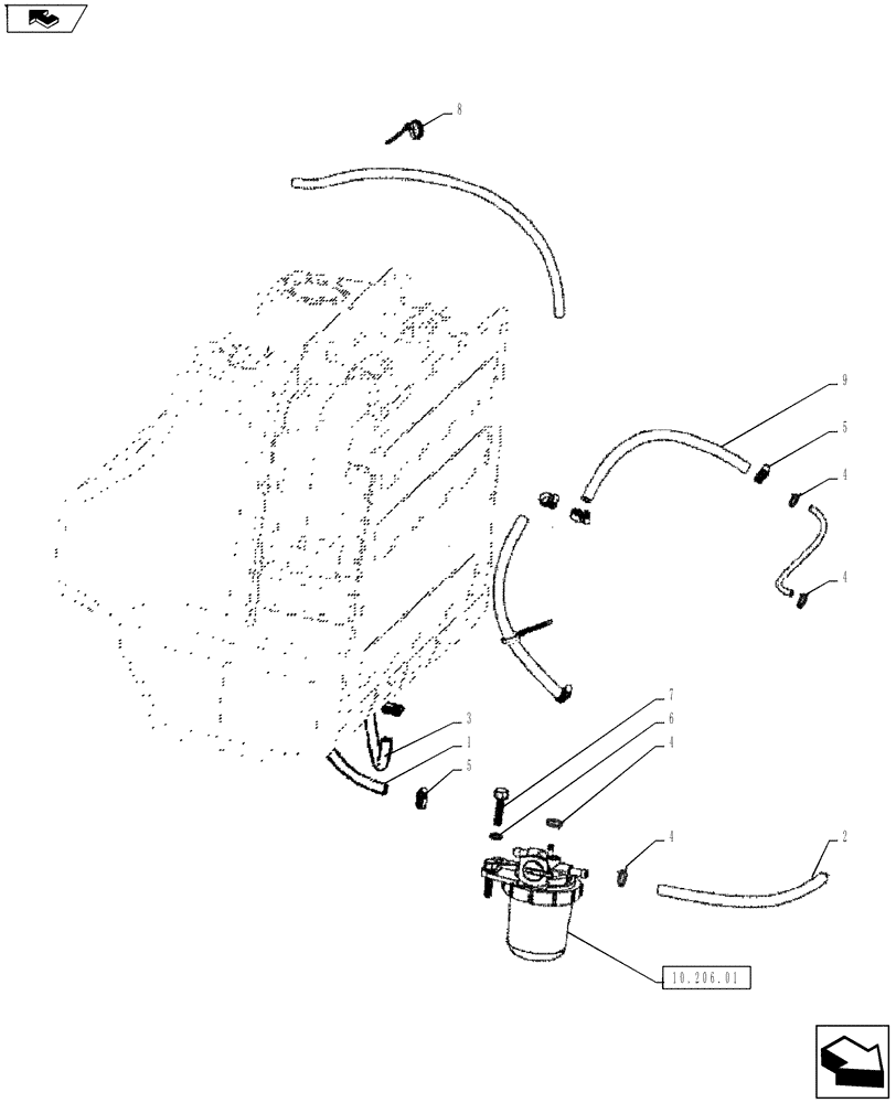 Схема запчастей Case IH FARMALL 45A - (10.124.01) - FUEL LINES (10) - ENGINE