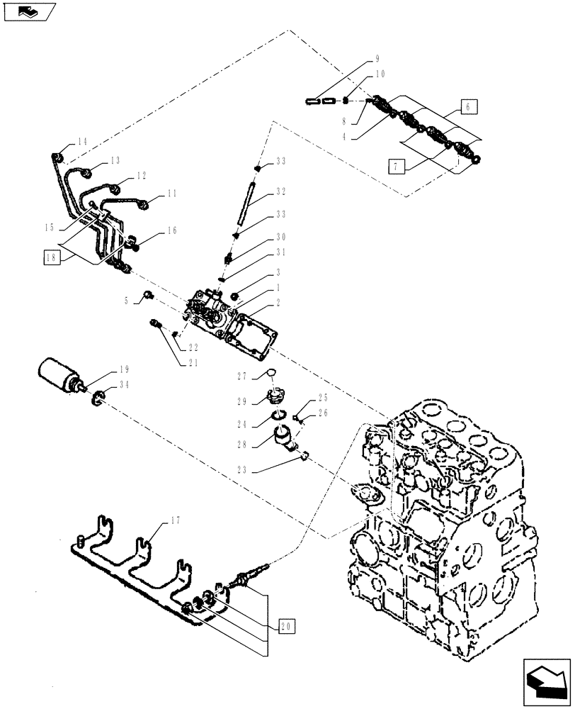 Схема запчастей Case IH FARMALL 55A - (10.246.01[01]) - INJECTION PUMP - FUEL LINES (10) - ENGINE