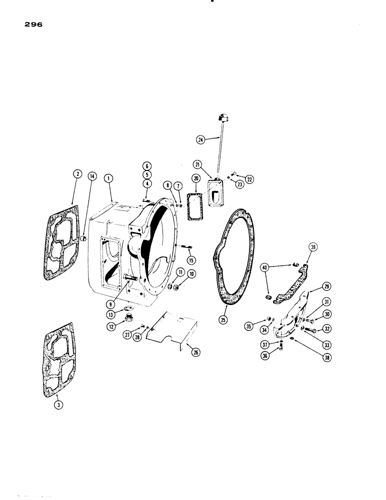 Схема запчастей Case IH 730 SERIES - (296) - TORQUE CONVERTER HOUSING, CASE-O-MATIC DRIVE (06) - POWER TRAIN