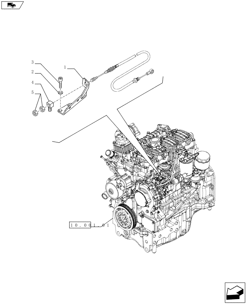 Схема запчастей Case IH FARMALL 65C - (10.220.0101) - THROTTLE CONTROL, CABLE RETAINER, W/O CAB (10) - ENGINE