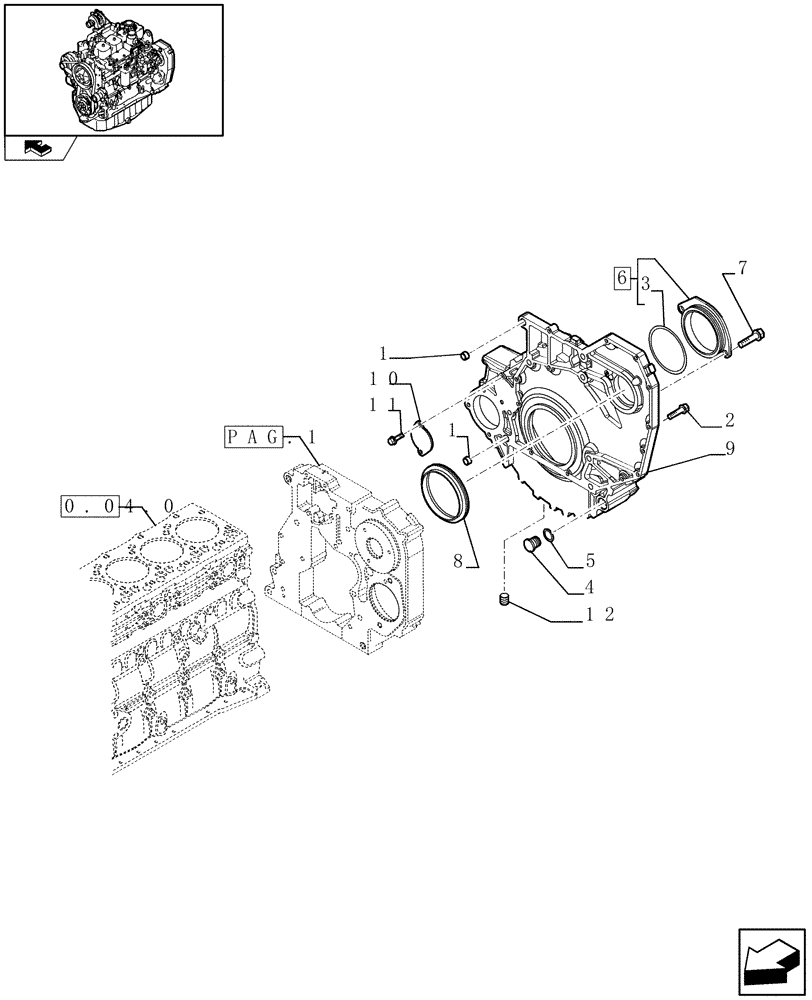 Схема запчастей Case IH F4GE9484A J600 - (0.04.3[03]) - CRANKCASE COVERS (2855177) 