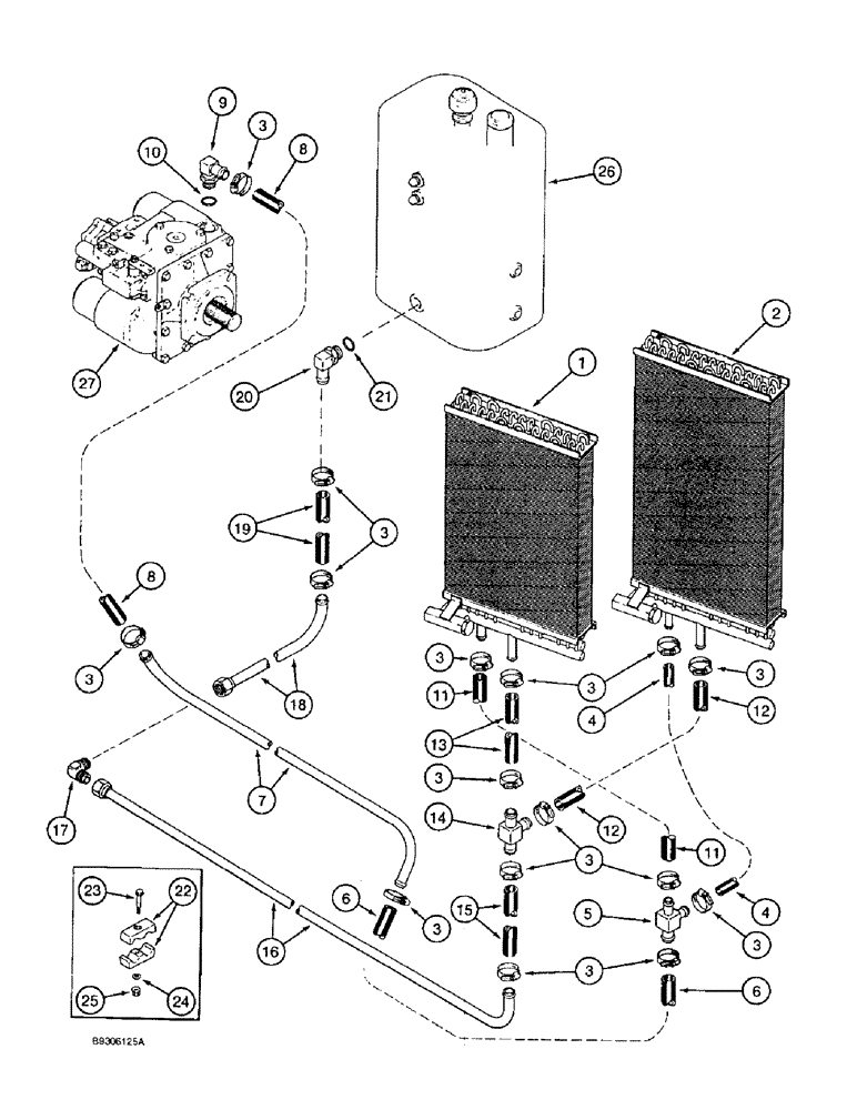 Схема запчастей Case IH 1666 - (8-16) - OIL COOLER SYSTEM, RICE COMBINE, WITHOUT POWER GUIDE AXLE (07) - HYDRAULICS