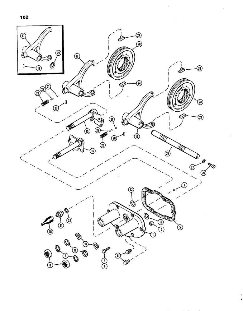 Схема запчастей Case IH 1270 - (102) - RANGE SHIFT MECHANISM (06) - POWER TRAIN