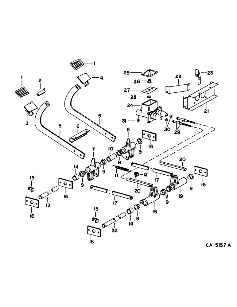 Схема запчастей Case IH 1480 - (04-01) - BRAKE, MASTER BRAKE CONTROLS, SERIAL NO. 24000 AND BELOW (5.1) - BRAKES