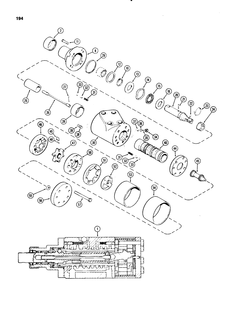 Схема запчастей Case IH 1070 - (0194) - A64500 STEERING PUMP, USED TRACTOR SERIAL NUMBERS 8693001 TO 8727973 (05) - STEERING