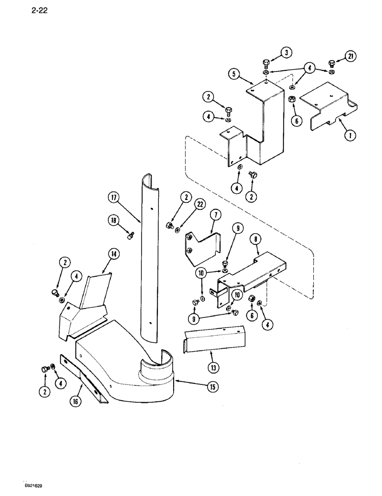 Схема запчастей Case IH 7120 - (2-22) - EXHAUST SYSTEM SHIELDS, PRIOR TO P.I.N. JJA0018535 (02) - ENGINE