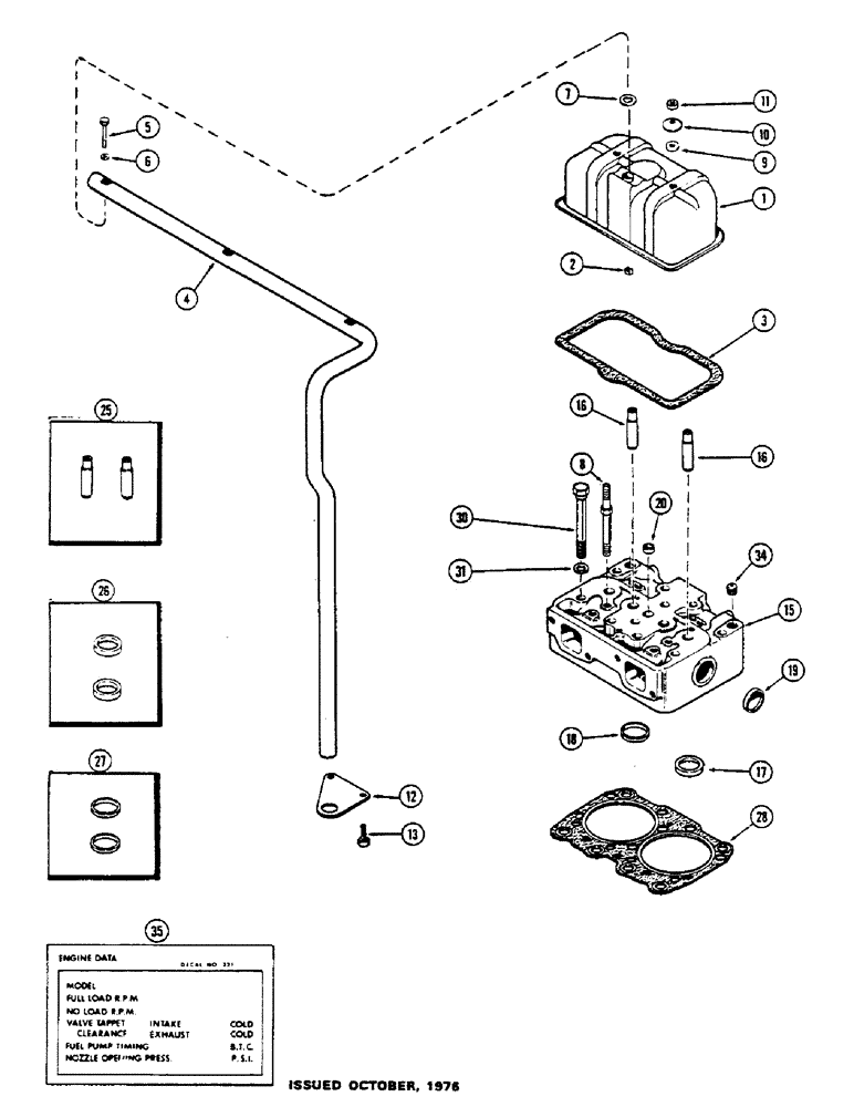 Схема запчастей Case IH 1175 - (022) - (451B) TURBO DIESEL ENGINE, CYLINDER HEAD AND COVER (02) - ENGINE