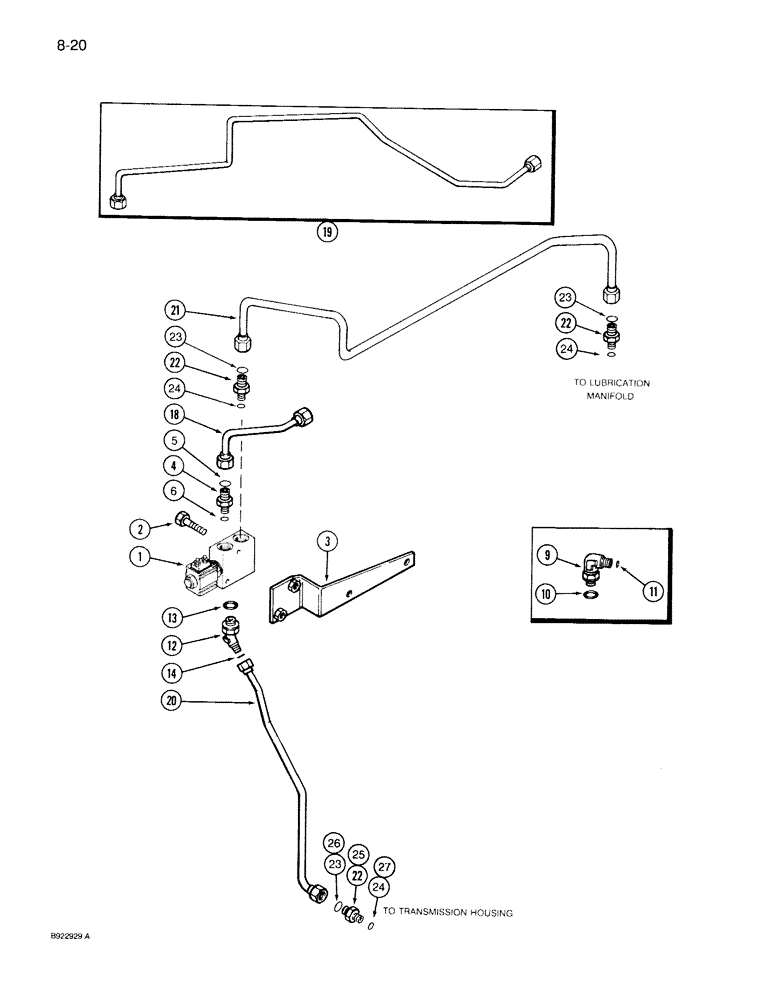 Схема запчастей Case IH 7140 - (8-020) - TRANSMISSION SOLENOID VALVE TUBES, WITH MECHANICAL FRONT DRIVE (08) - HYDRAULICS