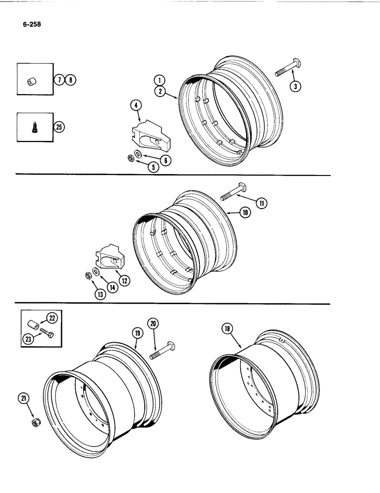 Схема запчастей Case IH 4494 - (6-258) - WHEEL RIMS AND CLAMPS (06) - POWER TRAIN