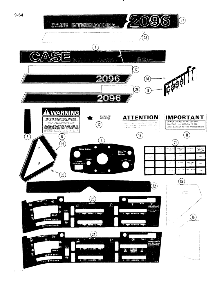 Схема запчастей Case IH 2096 - (9-064) - DECALS, CASE IH (09) - CHASSIS/ATTACHMENTS