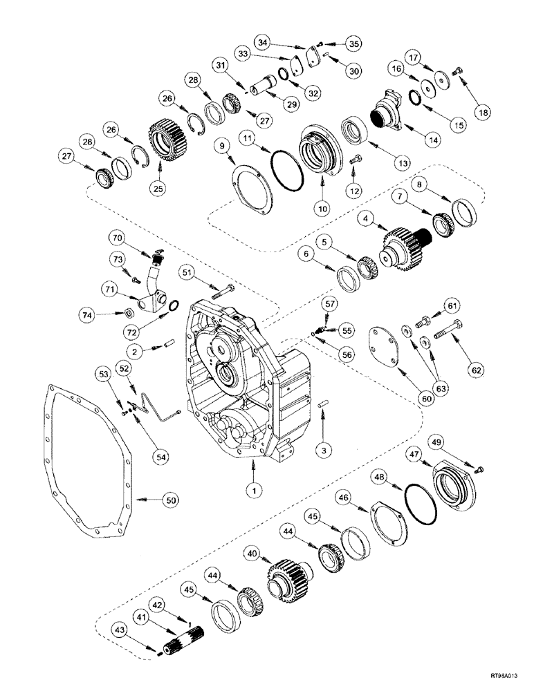 Схема запчастей Case IH MX200 - (6-004) - TRANSMISSION, DROP BOX (06) - POWER TRAIN