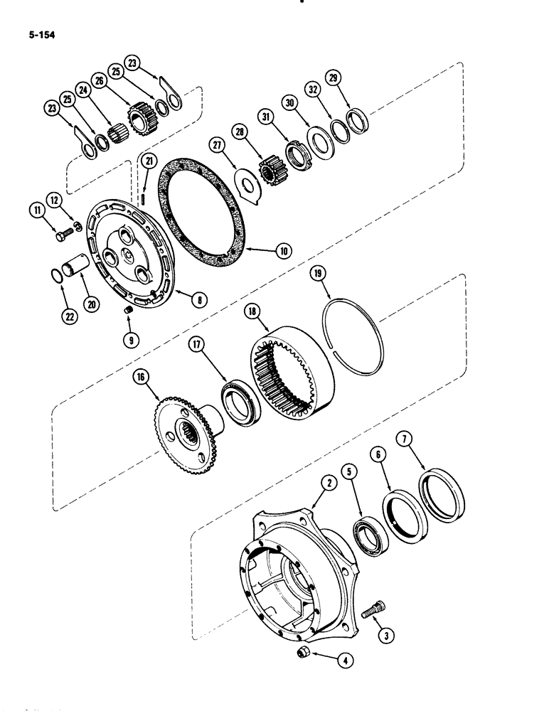 Схема запчастей Case IH 2294 - (5-154) - FRONT AXLE WHEEL HUB, MFD TRACTORS, CARRARO AXLE (05) - STEERING